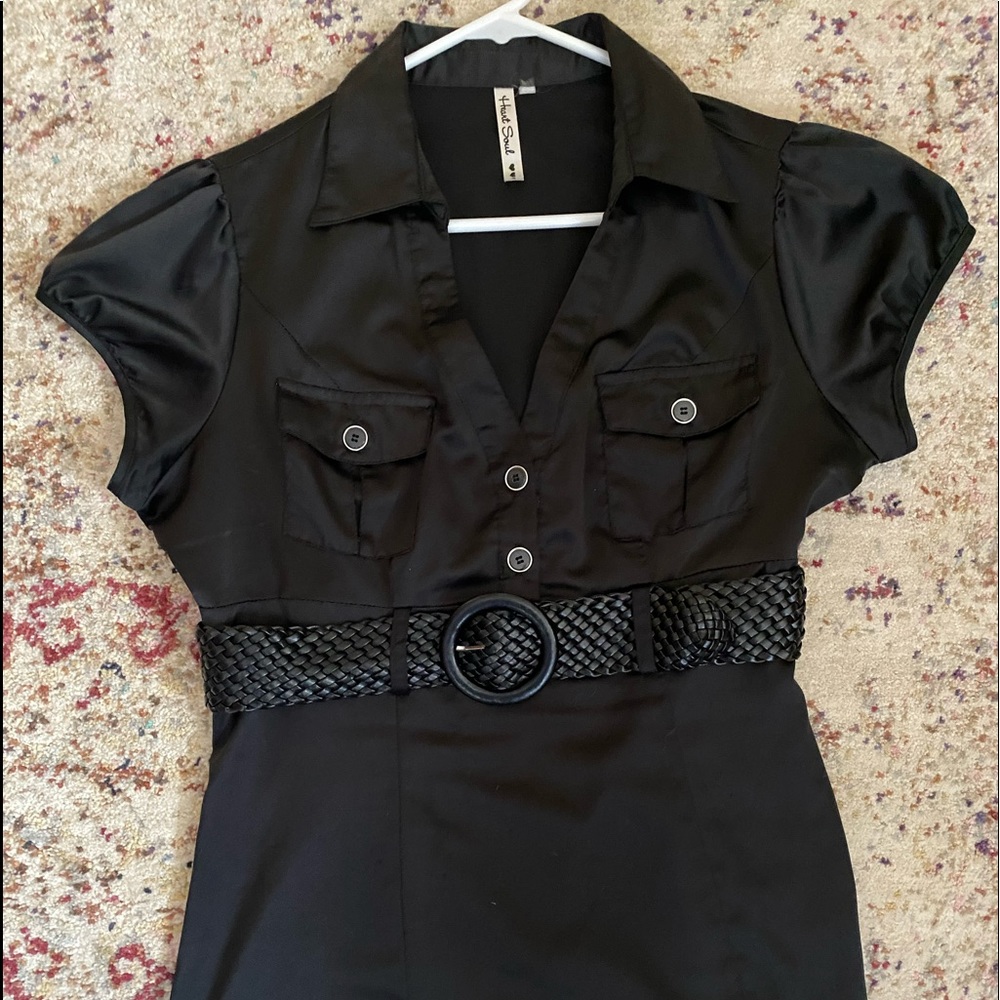 Black shirt with braided belt
